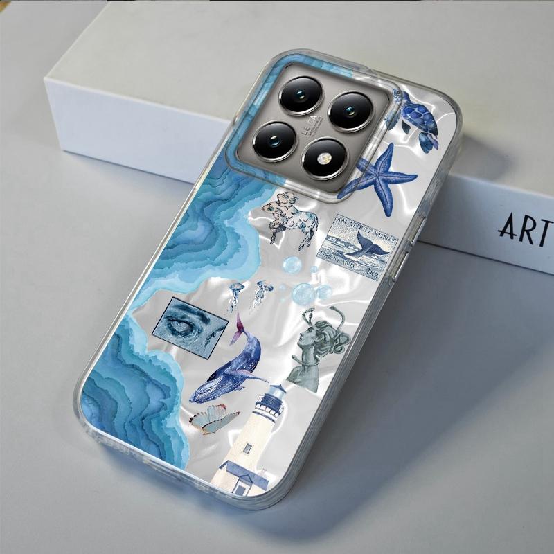 Retro Sun Marine Floral Eyes Girls Women Phone Case For Xiaomi 14T 13T Pro 14Tpro 13Tpro 11 Lite 5G NE Shockproof Fundas Cover