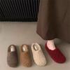 Retro lamb wool plush slippers female 2025 autumn and winter new bag head drag fairy lazy cotton drag one pedal