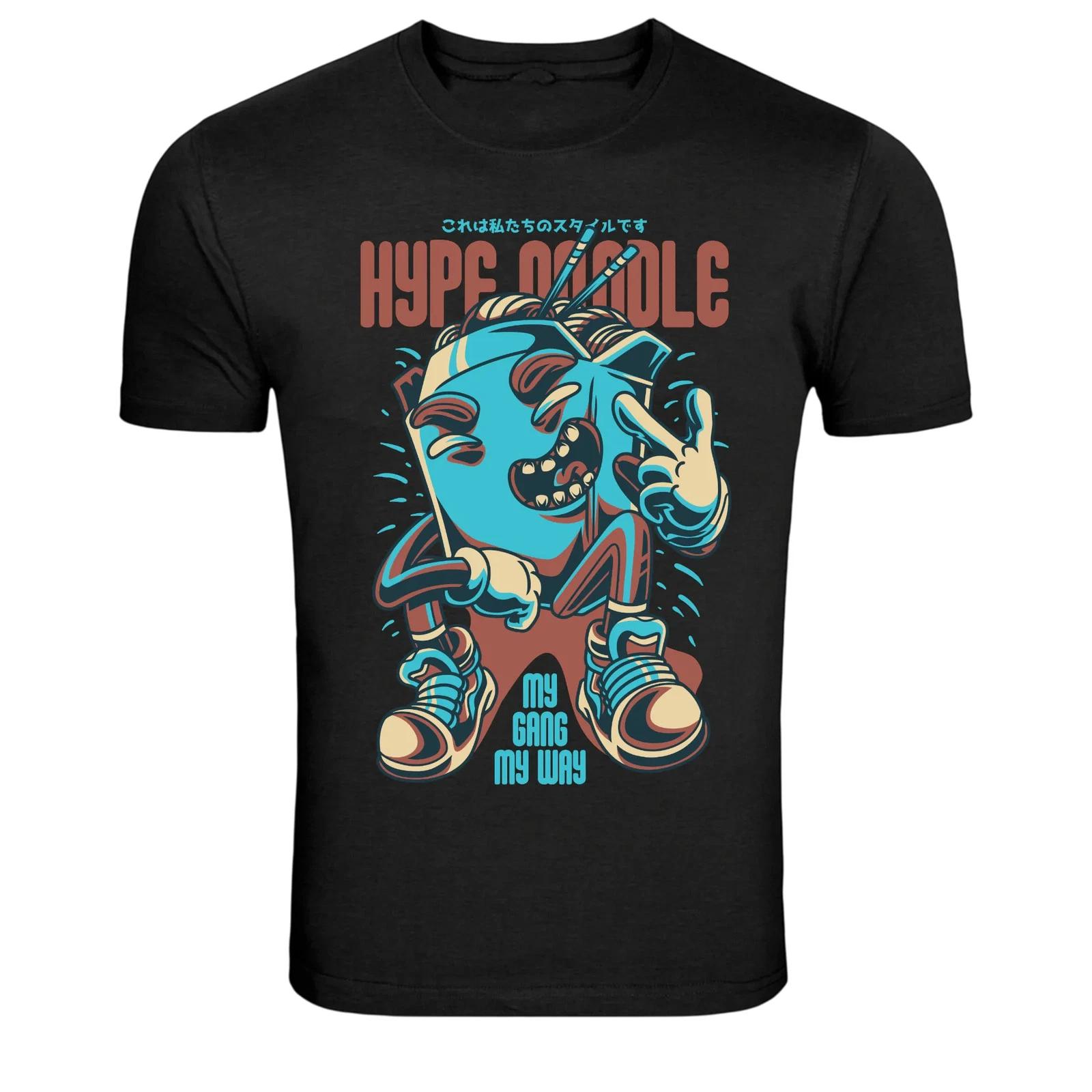 Hype Noodle Street Food Cartoon Graphic T Shirt Funny Ramen Tee XXXXL