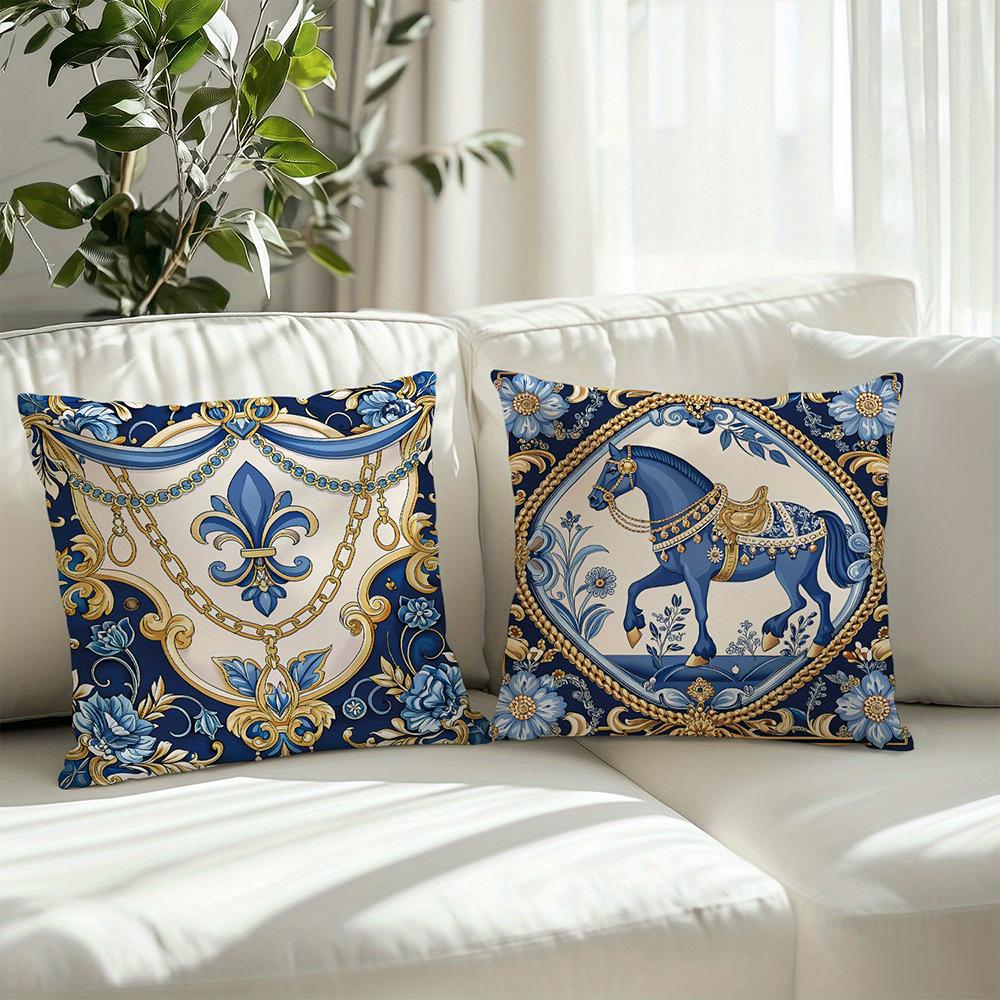 2D Flach-2 Stück Böhmisch & Vintage Stil Dekorative Kissenbezüge für Couch Sofa Bett Sofastuhl Kissenbezug