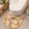 Quick Dry U-Shaped Toilet Mat Absorbent Toilet Pad Retro Floral Bathroom Rug  Restroom