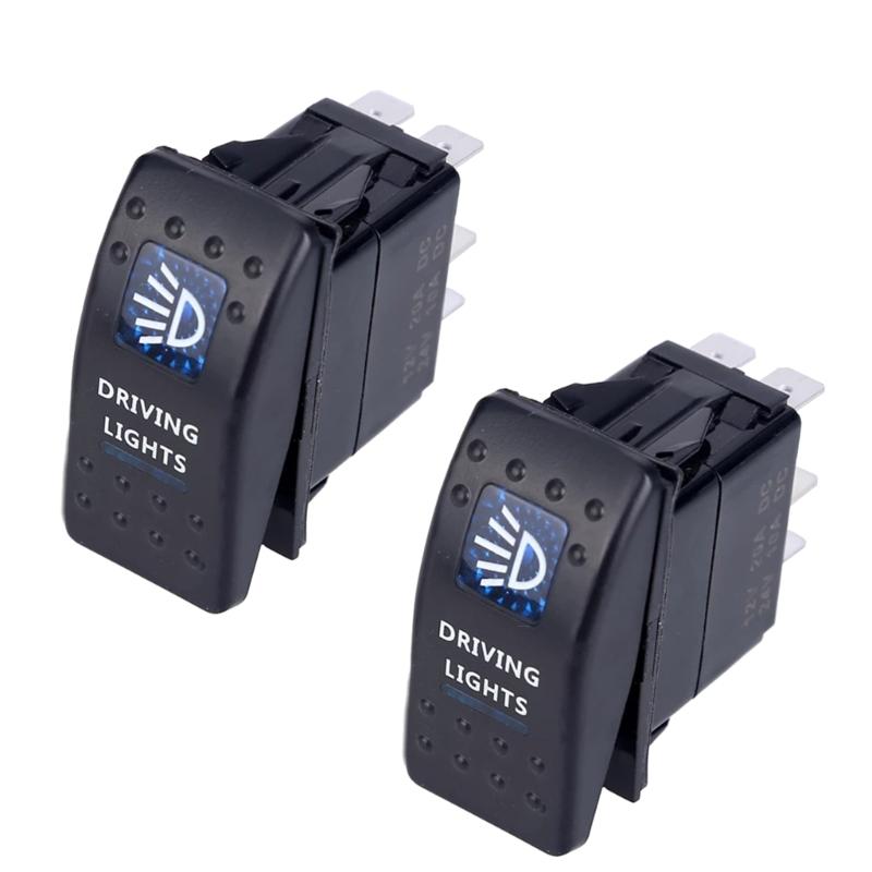 

2Pcs Car Rocker Toggle Switches 20A 12V LED Lighted Waterproof Rocker Switches 5 Pins 2 Position Rocker Toggle Switches 1