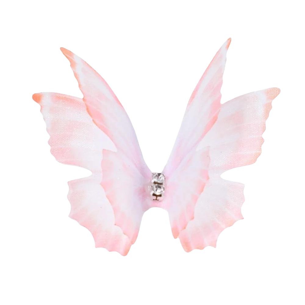 50pcs Gradient Color Organza Fabric Butterfly Appliques 3D Dreamy Simulation Mesh Butterfly Patch 5CM Double-layer