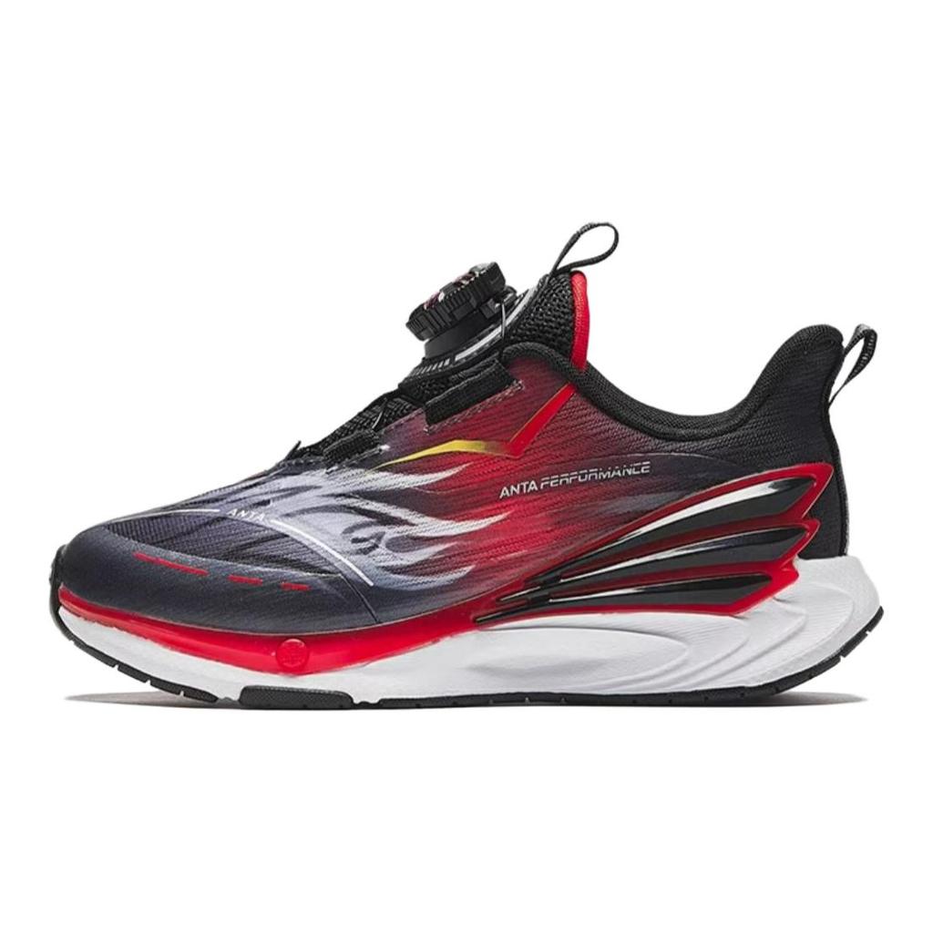 Anta Comfortable Breathable Shock Absorbing Durable Low Top Running Shoes Kids Sneakers Black Red 312439961-4