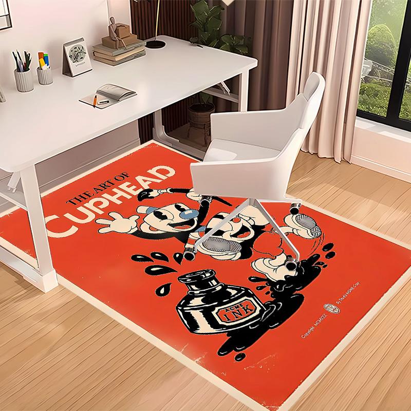 Cuphead Printed Absorbent Washable Carpet, Non-Slip Bathroom Mats, Kitchen Rugs, Yoga Mat,Living Room Entrance, Camping Picnic Rugs