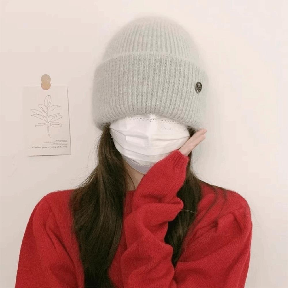 Solid Color Women Winter Hat Plush Beanies Cap Fashion Earmuff Knitted Hat