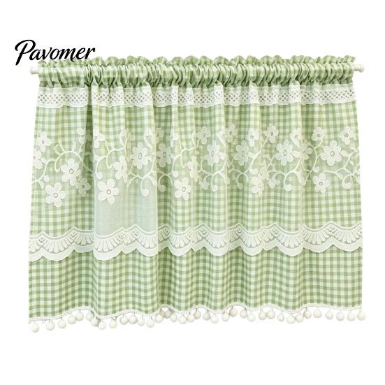 Stain Resistant Window Valance Plaid Floral Curtain, Farmhouse Valance, 1 Panel, Light Curtains Filtering Curtain with Rod Pocket for Kitchen
