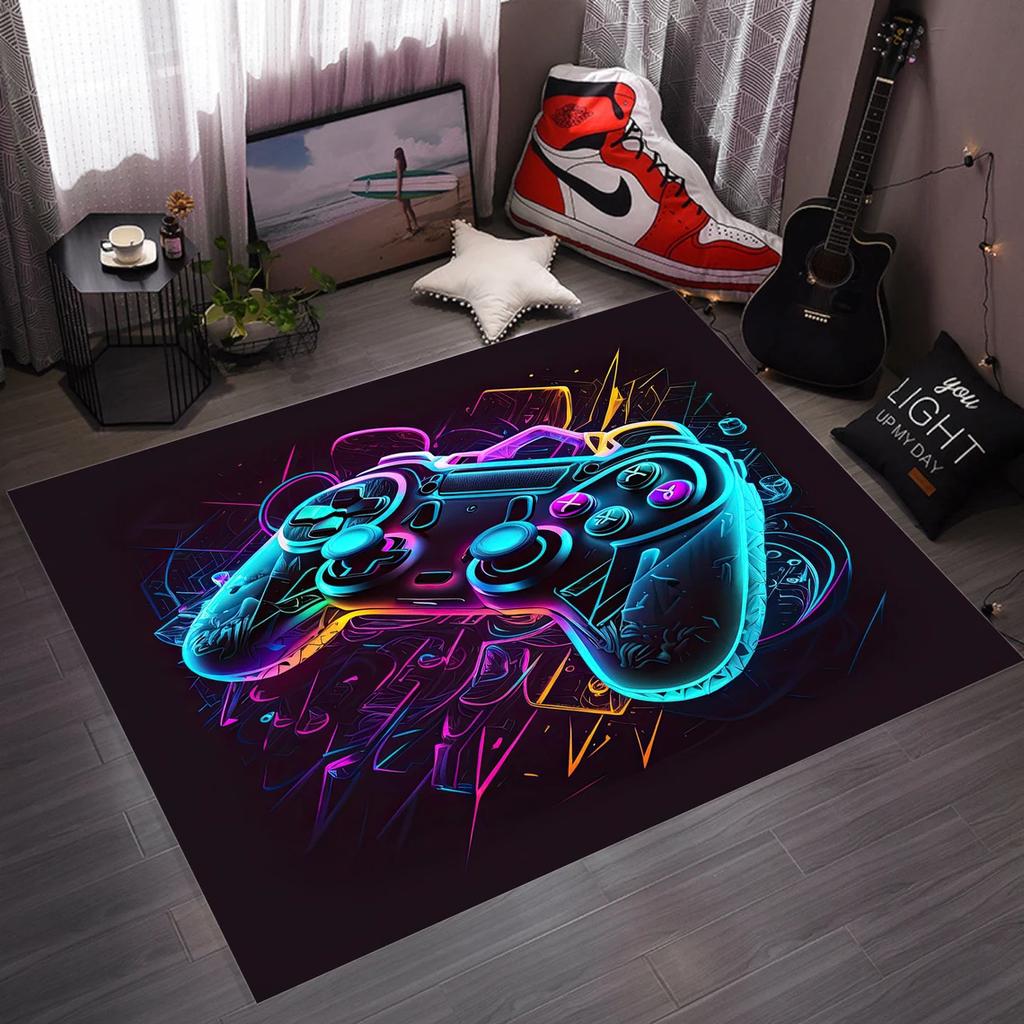 Gamepad Pattern Carpet for Living Room Bathroom Decoration Non-Slip Game Controller Large Area Rug Bedroom Play Room Floor Mat