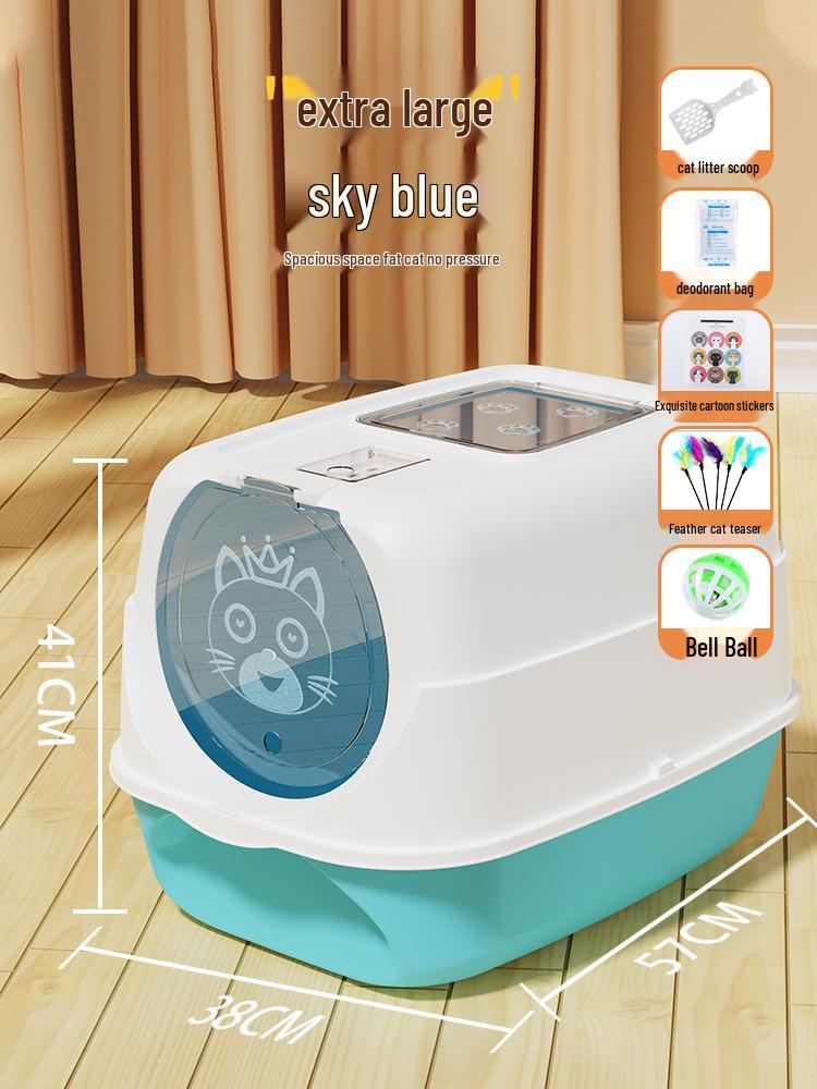 Odor-Proof Enclosed Cat Litter Box with Anti-Tracking & Anti-Splash Features