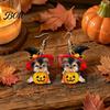 Decorative Holiday Ear Jewelry Witch Hat Puppy Earrings, Cute Dog Pumpkin Drop Halloween Gift for Her Lightweight Acrylic Jewelry, Accessories