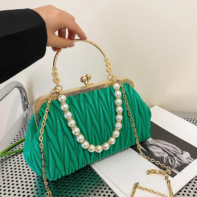 Luxusní dámská večerní kabelka z umělé kůže s řetízkem a ramenní taškou