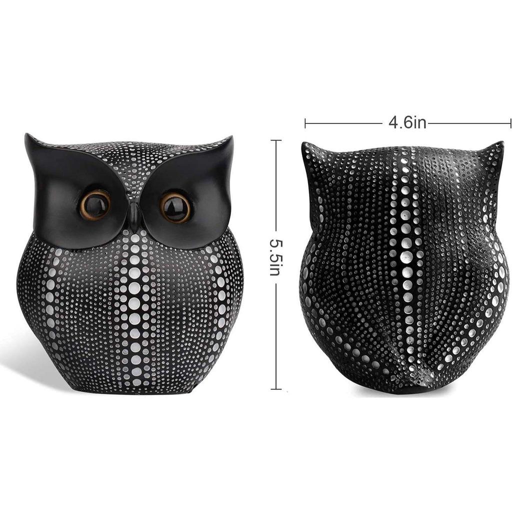 Modern Classy Lucky Owl Resin Art Figure Showpiece -(Pack of 1, Black)
