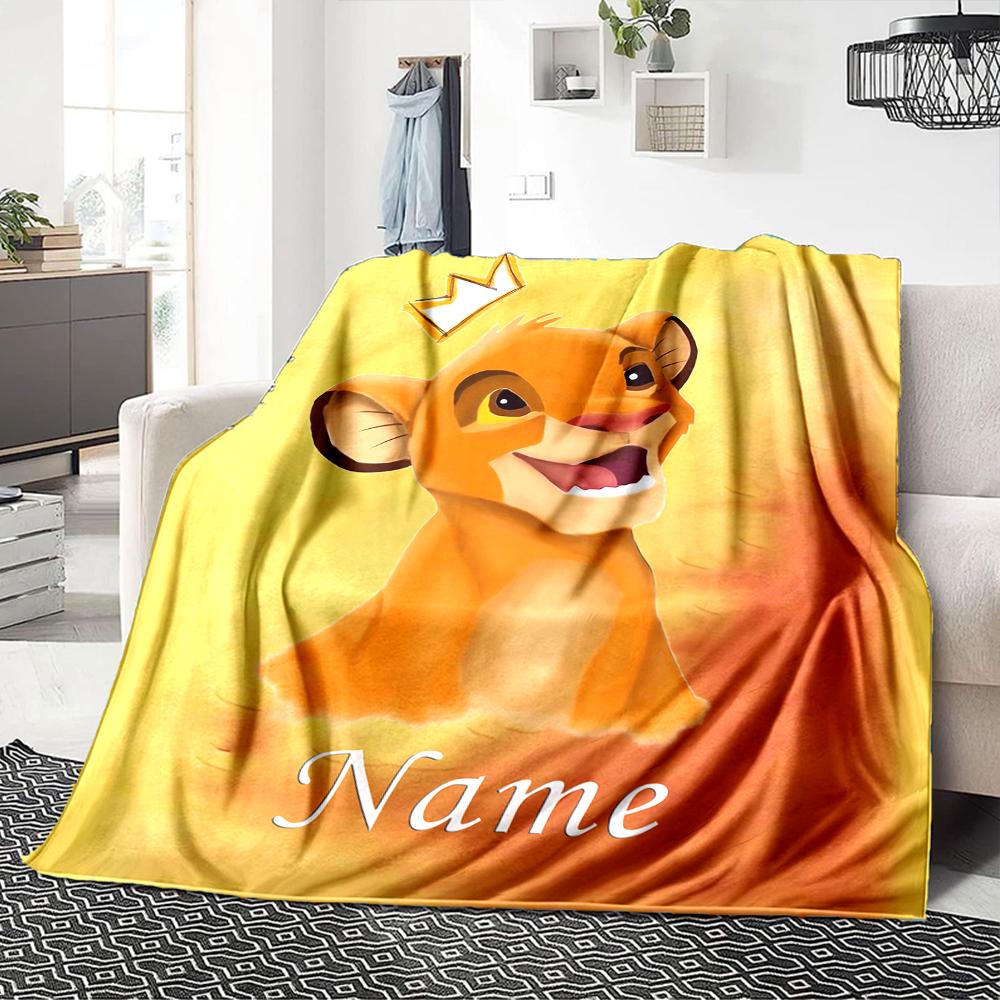 Custom Name Lion Cub'S Footprint Party Blanket For Couch Bed Plush Cozy Fuzzy Blanket Super Soft Warm Blankets For Fall And Winter 0916269