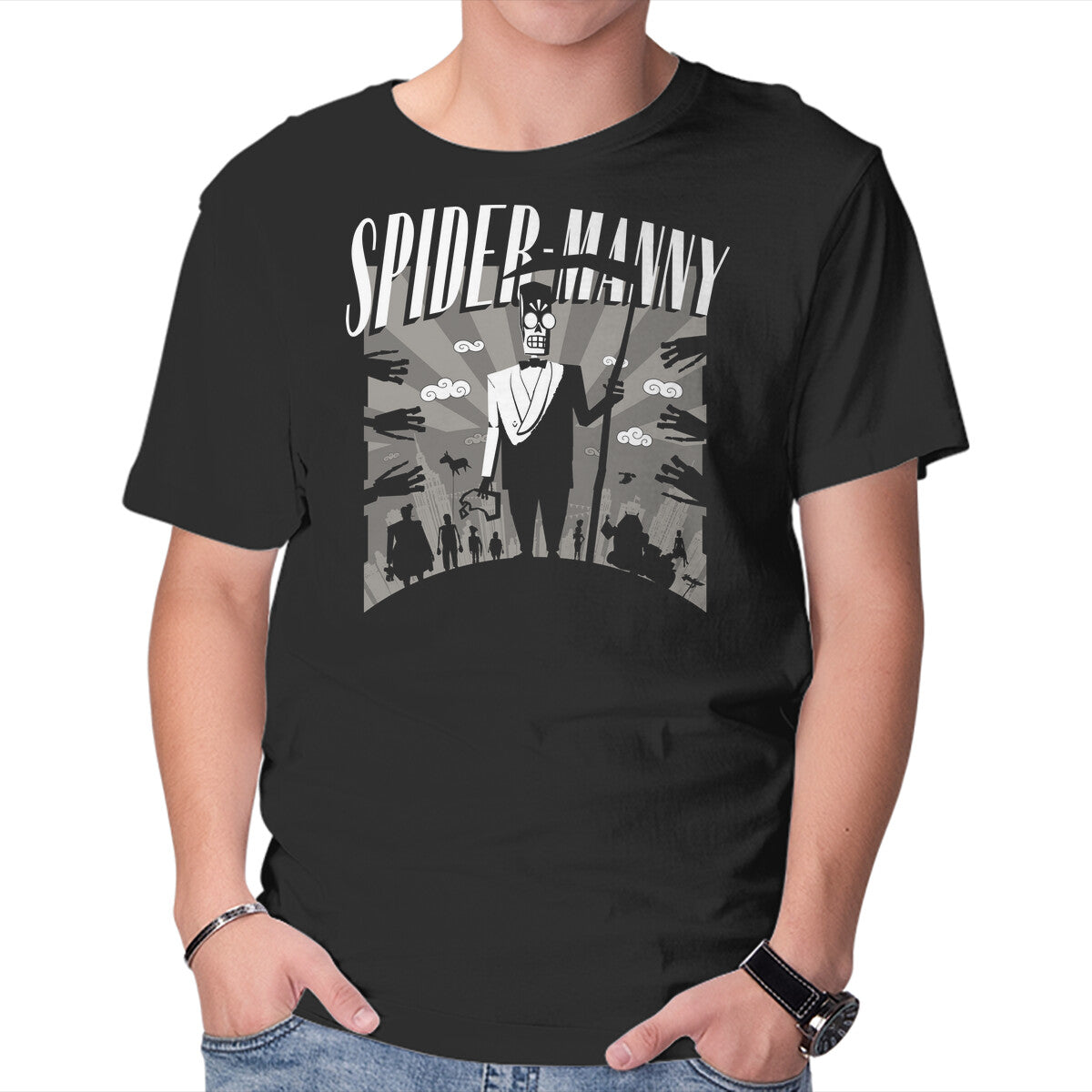 Unisex Crew Neck T-Shirt Spider Manny Graphic Short Sleeve Casual Tee XL