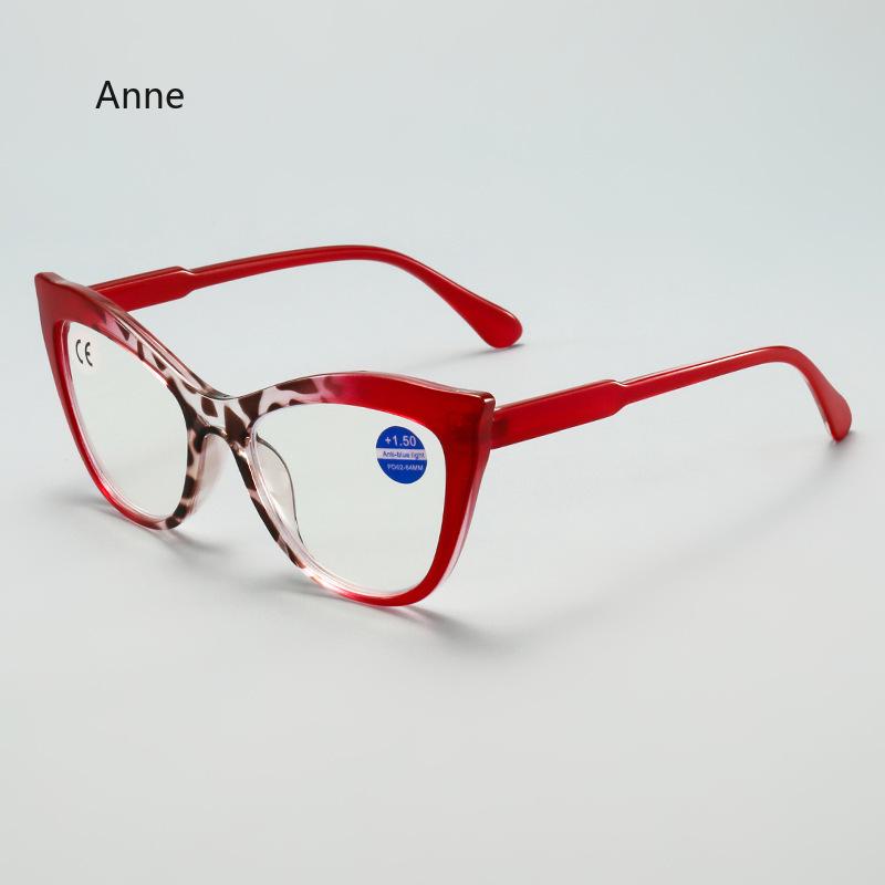 New Large Frame Cat's Eye Presbyopia Anti-blue Light Spring Foot Elderly Reading Glasses Women's Eyepieces Diopter To +4.0
