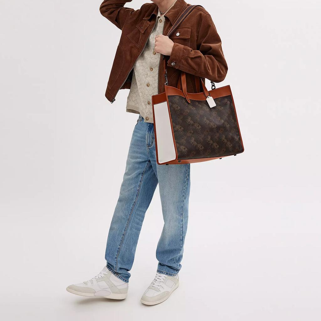 Coach Field 40 Tote Bag With Removable Shoulder Strap And Logo Print Women Tote Bags Brown Coffee CP446-W8F