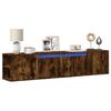 VidaXL Wall-mounted TV Cabinet with LED Smoked Oak 180x31x39.5 Cm, Floating TV Stand, Wall-mounted Multimedia Cabinet, Wall-mounted TV Unit, 3307958