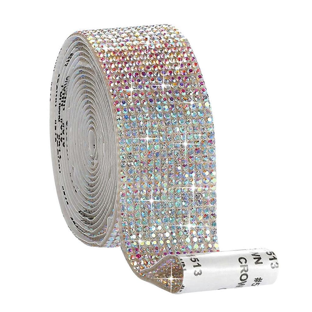 2xSelbstklebendes Kristall Strass Diamant Band DIY Aufkleber Mehrfarbig 1,4cm