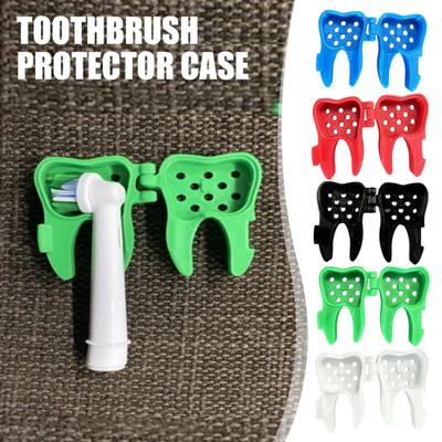 5Pcs Toothbrush Head Box Travel Toothbrush Head Case Tooth-Shaped Protective Box with Lid for Home