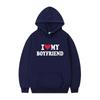 Herren Gothic Streetwear Kapuzenpullover Mit I LOVE MY BOYFRIEND Aufdruck Langarm Lockerer Schnitt