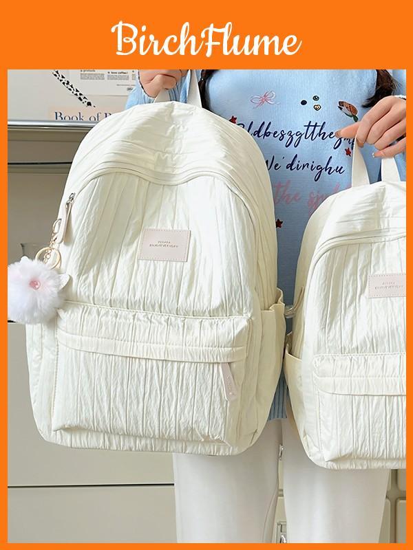 Nylon Girl Backpack With Letter Pattern And Double Shoulder Straps For Daily Use