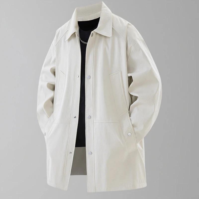 Men's Trench Coats Single Button Windbreaker Fashion High Quality Comfortable Long Outerwear