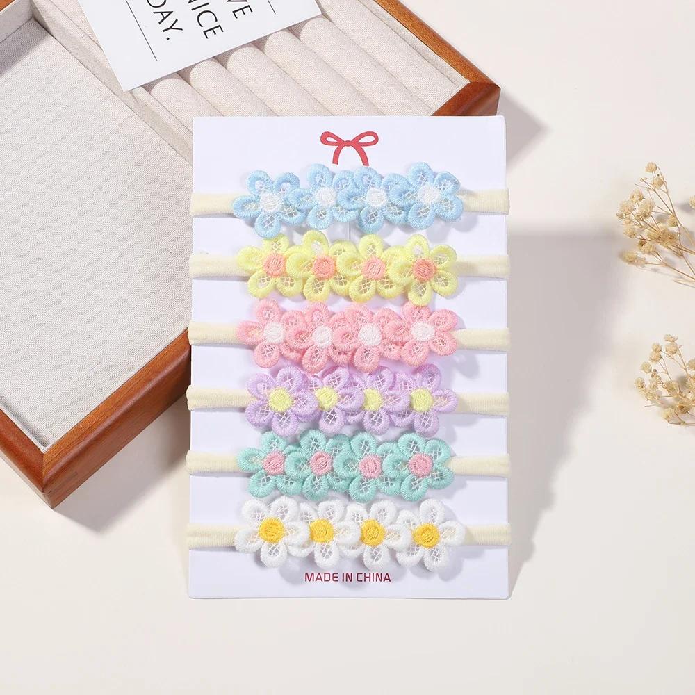

6PCS Cute Lace and Flower Colorful Decorated Headbands for Baby Girls for Party Elastic Headbands Daily Accessories for Kids