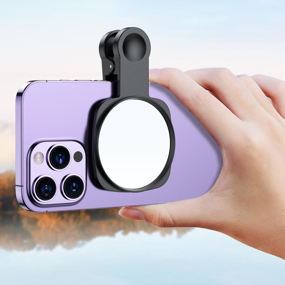 Universal Phone Rear Camera Selfie Mirror for Smartphones HD Reflection Clip-on Attachment Photography Accessory with Storage Case