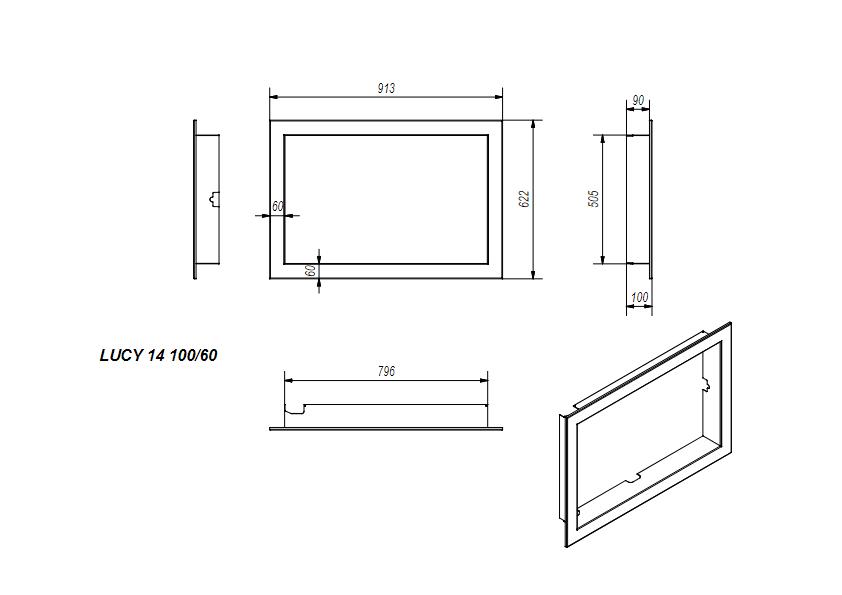 Steel frame 90° for LUCY/14, LUCY/14/SLIM, LUCY/PW/16/W
