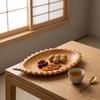 Leaf Tray Shallow Wood Bowl Serving Smooth Food Platter Sturdy