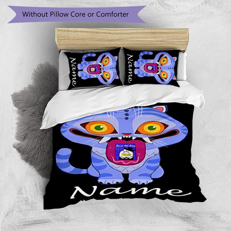 Juego de Ropa de Cama con Nombre Personalizado de Dibujos Animados Kpop Cazadores de Demonios 3 Piezas Cierre de Funda Nórdica Incluye 1 Funda Nórdica y 2 Fundas de Almohada para Todas las Estaciones Decoración de Dormitorio