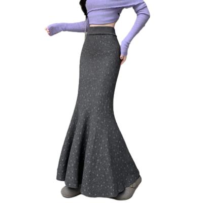 JoccKorr Knit Maxi Soft High Relaxed Winter Women's Skirt, Midi-Length, Mermaid, A-Line, Flared, Skirt, Elastic, Waist, Fit, Slimming, Stylish,