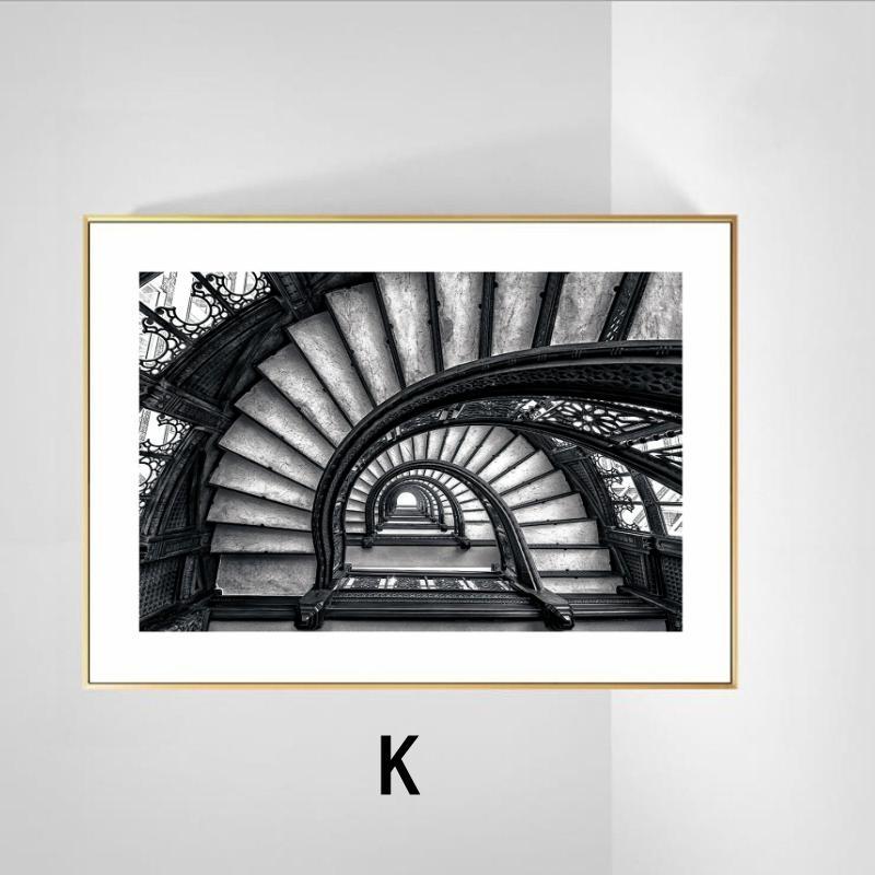 Black and White Wall Art Poster Landscape Architecture Figure Canvas Painting Nordic Living Room Home Decoration Picture Print