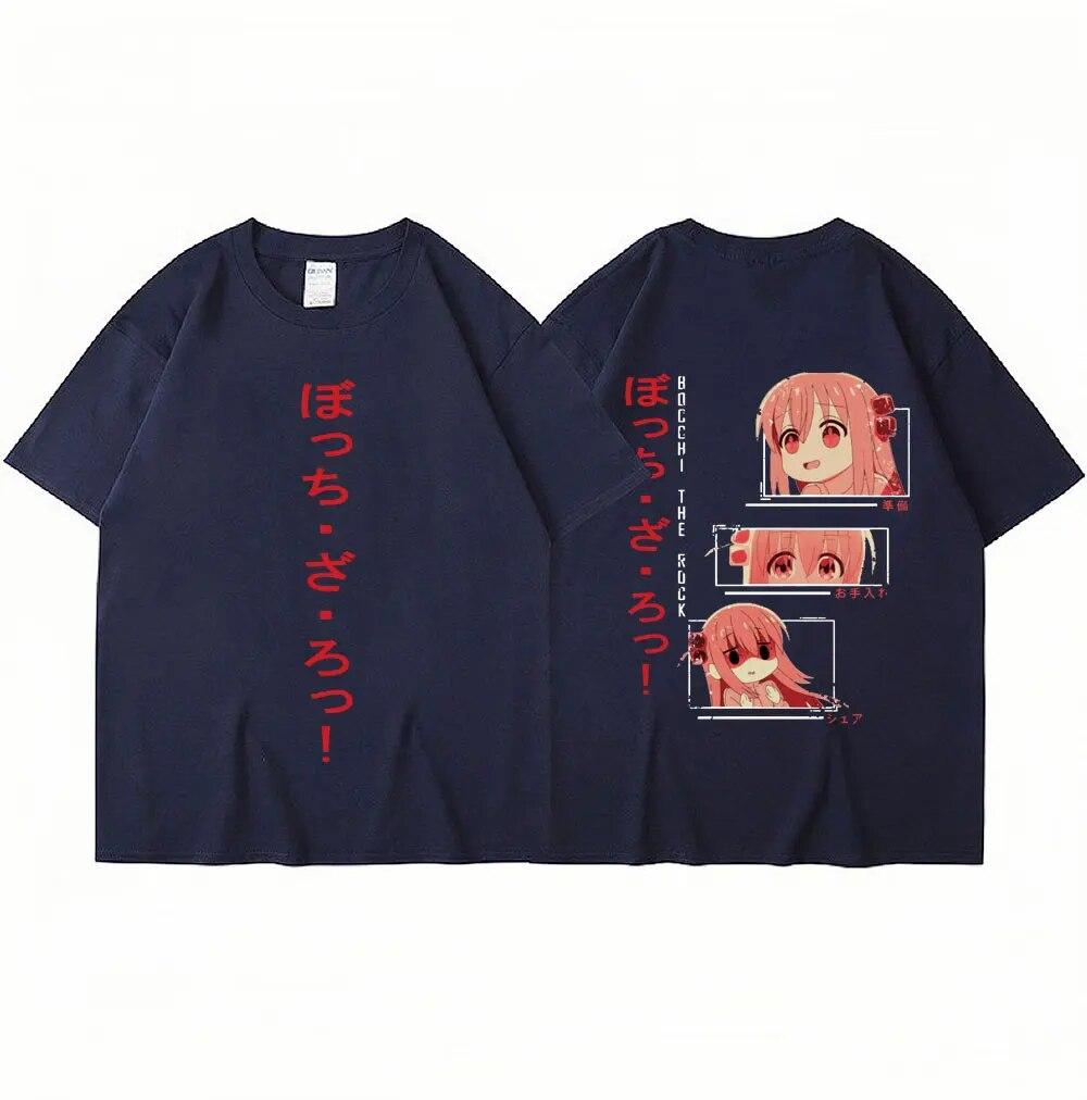 Anime Bocchi The Rock T Shirt Kita Ikuyo Kessoku Band Graphic T Shirts Unisex's Oversized Cotton Fashion Couples T-shirt Streetwear