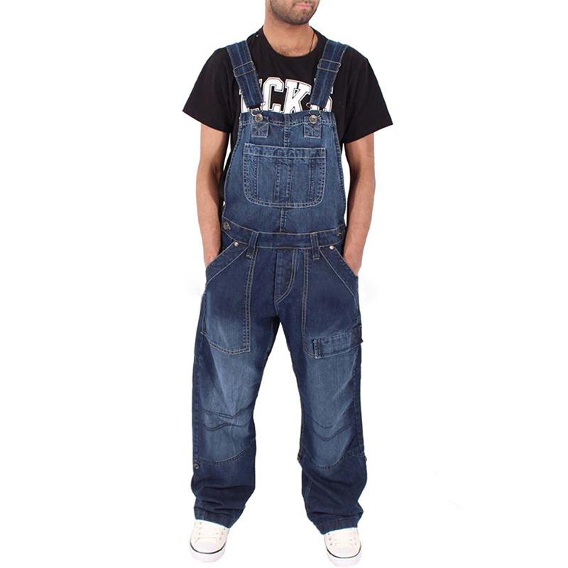 Men's Overalls Men Denim Overall Fashionable Simple Pocket Loose Jeans