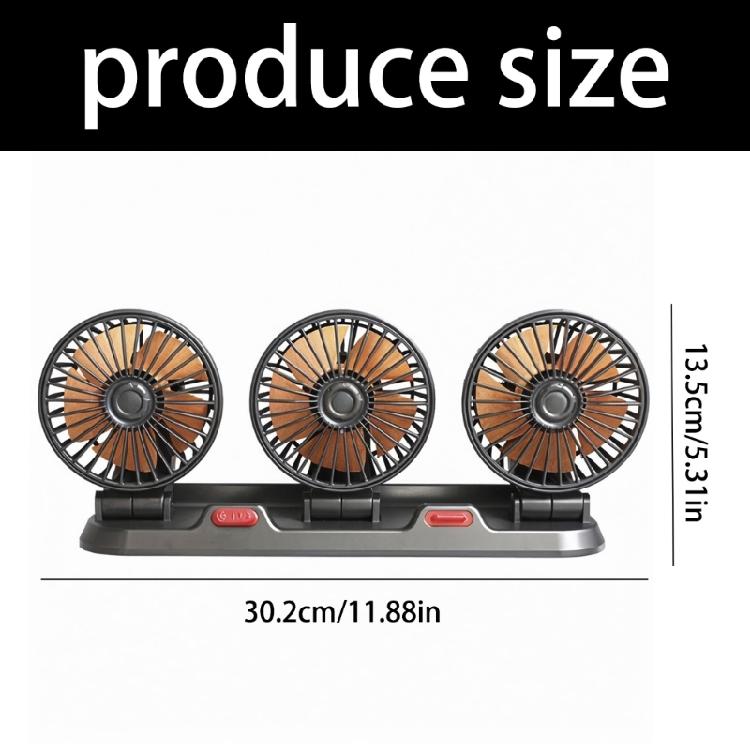 3 Head Cooling Fan with Phone Number Plate for SUV Truck Vehicle 360 Degree Rotating 5V/12V/24V Air Ventilation Fan
