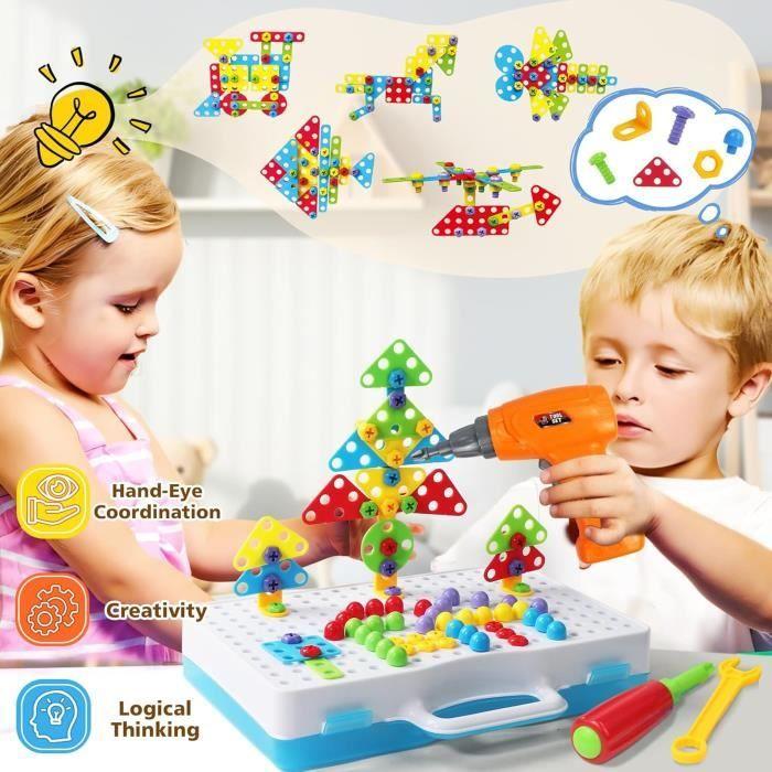 Jouet de bricolage - symiu - mosaique enfant - 193 pièces - perceuse électrique - mixte 3-6 ans