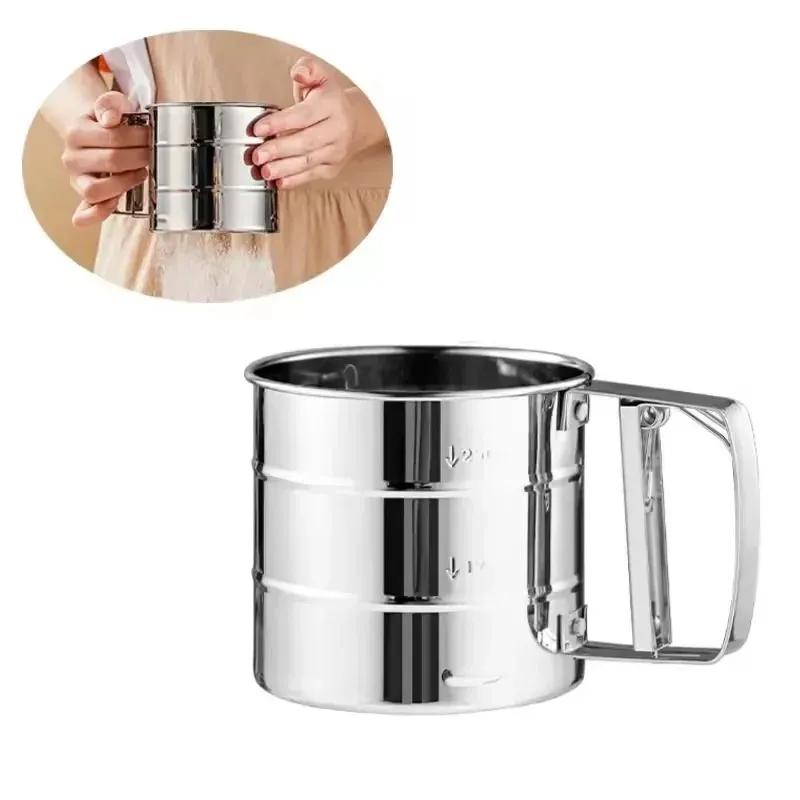 new Pastry Baking Tools Powder Flour Mesh Sifter Cup Baking Icing Sugar Shaker Stainless Steel Sieve Cup Bakeware Kitchen Gadgetsstainless