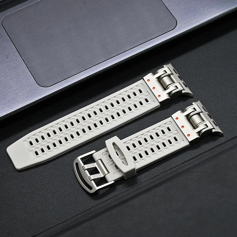 Silicone Bracelet Band for Apple Watch Ultra 2 Series 9 8 7 6 5 4 Se 3 Titanium Color Strap for Iwatch Ultra2 49mm 45mm 44 42mm