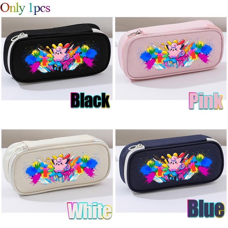Multi-layer Student Pencil Bag Pencil Storage Box Oxford Cloth for Poke Mones Charizard Bulbasaur Blue Black White pink Gift