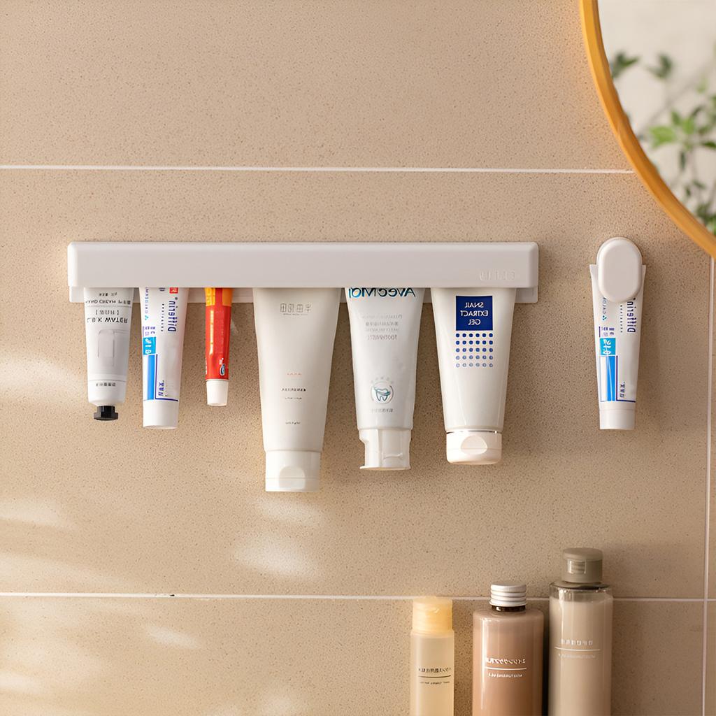 Toothpaste Storage Rack, Squeezing Artifact, Facial Cleanser, No Punching, Home Bathroom, Bathroom Wall Clip