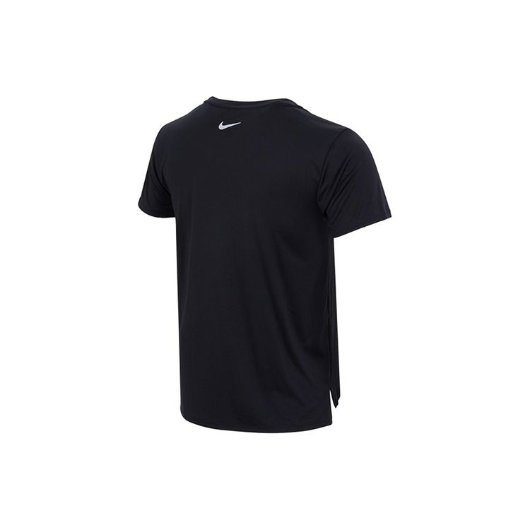Nike Dri-Fit Swoosh Run Contrast Logo Print Reflective Moisture-Wicking Quick-Dry Round Neck Short Sleeve T-Shirt Women Tops Black DD4899-010