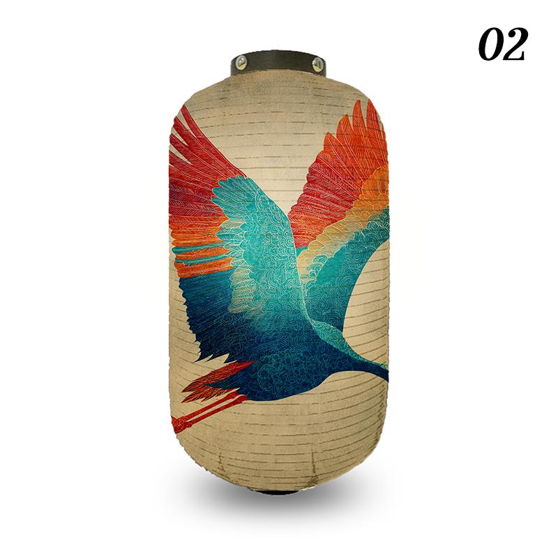 Japanese Style Lantern Ukiyo-e Style Flying-crane Printed Outdoor Bar Bistro Lantern Sushi Restaurant Hanging Lantern Decoration