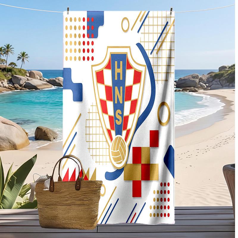 Asciugamano da Spiaggia con Stampa Calcio Croazia Asciugatura Rapida Super Assorbente Morbido Asciugamano da Bagno per Nuoto Spiaggia Viaggio Souvenir Regalo per Fan