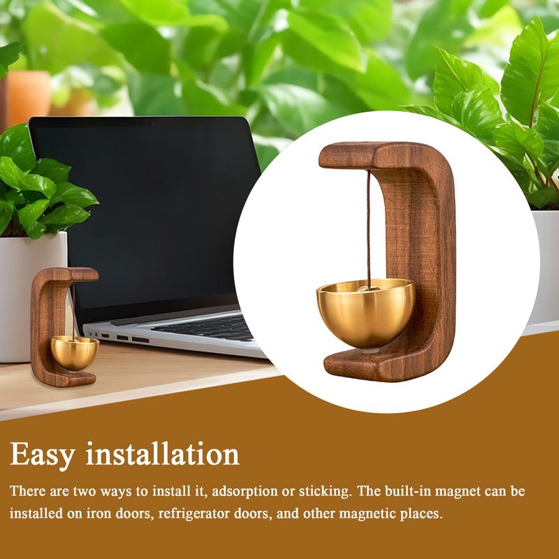 C Shaped Magnetic Door Chime Vintage Doorbell Magnetic Wood Shopkeepers Bell Door Chime for Entrance Wall Store Wardrobe Fridge