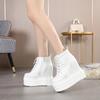 Fashion 14CM Spring Platform Shoes Autumn Harajuku Gothic Punk Black Shoes High Sole Lolita Wedges Pumps Women Lace Up Soft Leather