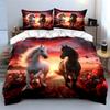 Horse Sunset Art Decor Set Bedding Set with 1 Duvet Cover 2 Pillowcases Single Double King Queen, Gift