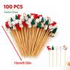 13cm Christmas Bamboo Sticks Santa Snowflake Xmas Tree Cake Fruit Skewers Christmas Party Birthday Wedding Decoration Food Picks
