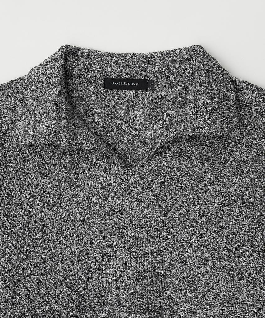 JOJILONG Jn318 Herringbone Knit Pullover - Dark Gray Melange
