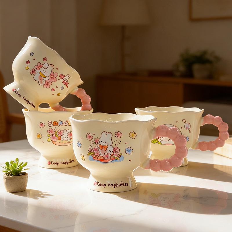 Ceramic Dog & Bear Cartoon Mug – Cute Breakfast Cup Gift Single Mug